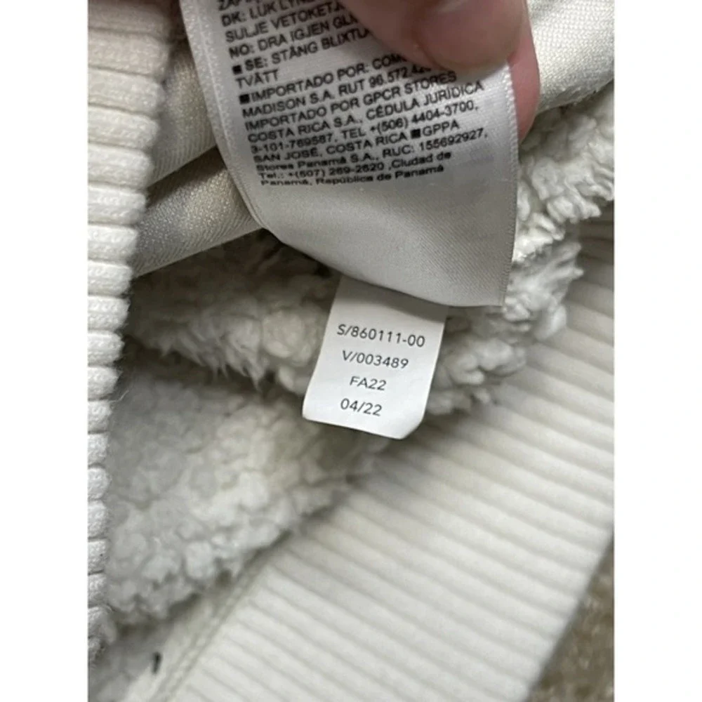 Athleta Jacket Womens Large Beige Sherpa Fleece Full‎ Zip Pockets